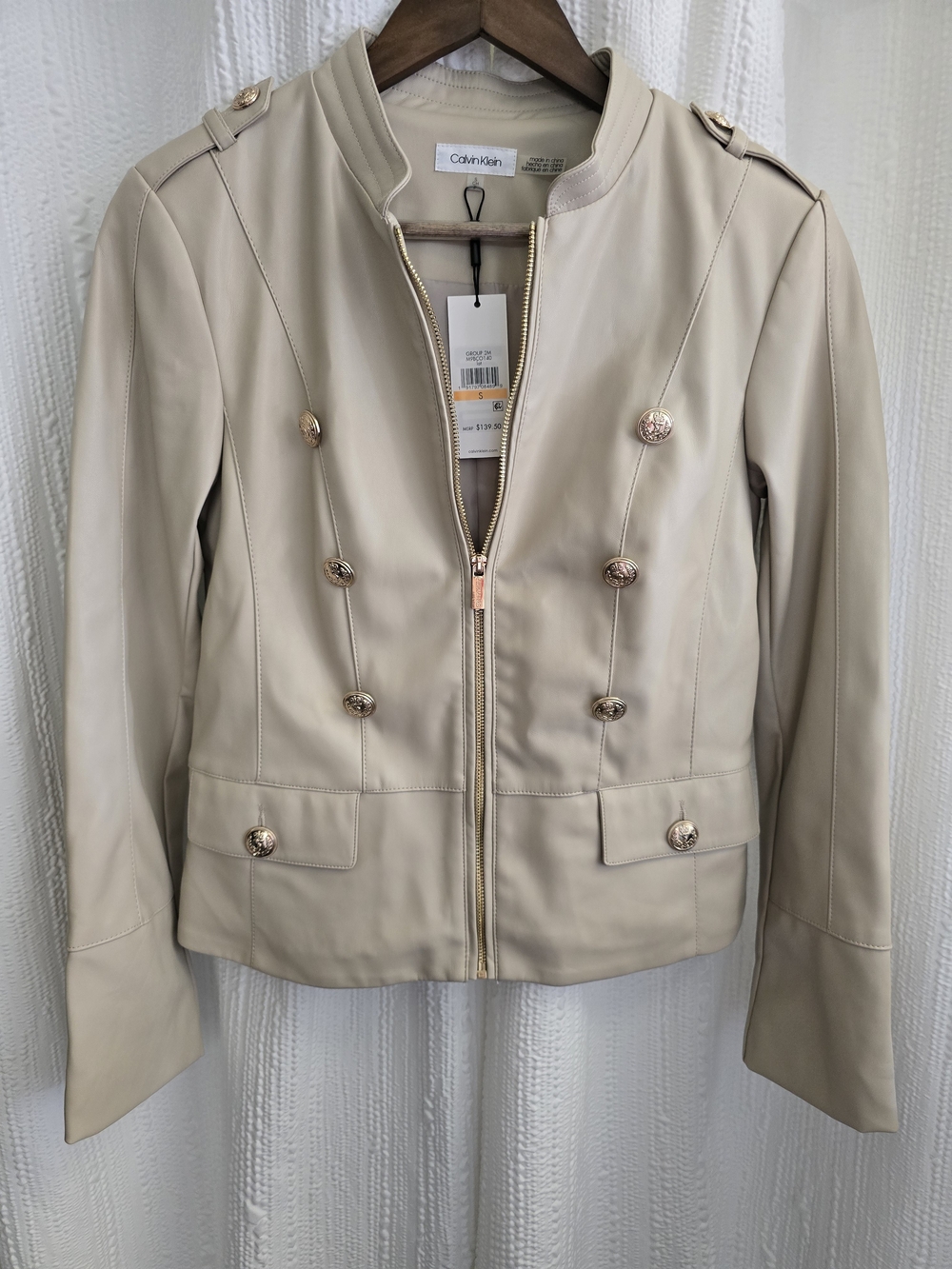 Womens small Calvin Klein Faux Leather Military Jacket - NWT -